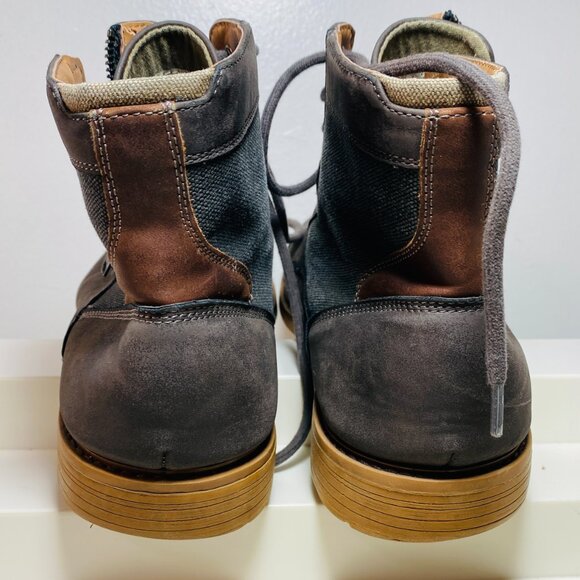 MENS 10.5M Sonoma GoodsForLife Ankle Boots Side-Zip/Lace-Up,Leather/Textile,Gray - Picture 2 of 8